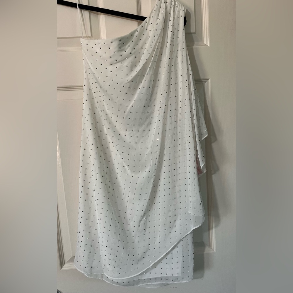 NEW! JS Boutique Sparkly Ivory One-Shoulder Dress